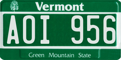 VT license plate AOI956