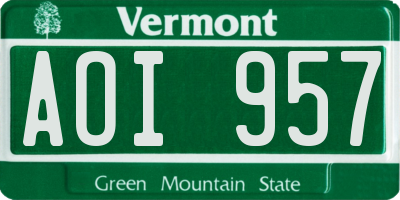 VT license plate AOI957