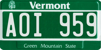 VT license plate AOI959