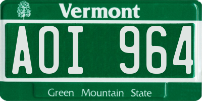 VT license plate AOI964