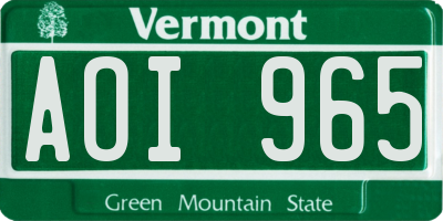 VT license plate AOI965