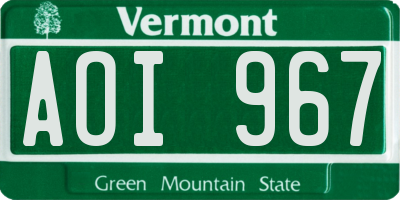 VT license plate AOI967
