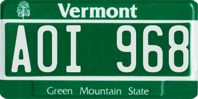 VT license plate AOI968