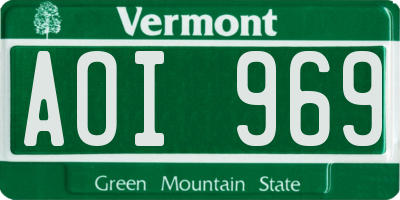 VT license plate AOI969