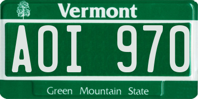 VT license plate AOI970