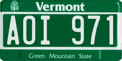 VT license plate AOI971