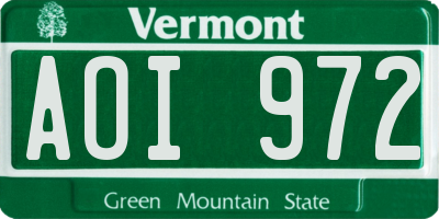 VT license plate AOI972