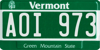 VT license plate AOI973