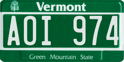 VT license plate AOI974