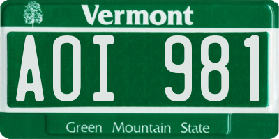 VT license plate AOI981