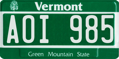 VT license plate AOI985