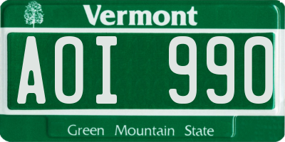 VT license plate AOI990