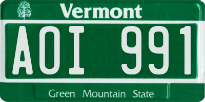 VT license plate AOI991