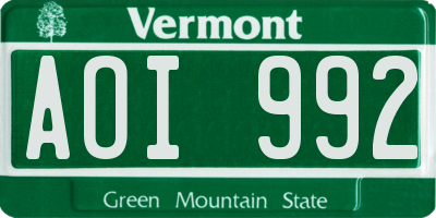 VT license plate AOI992