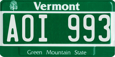 VT license plate AOI993