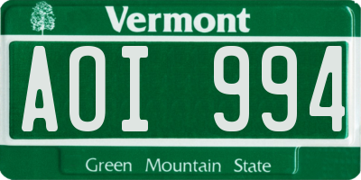 VT license plate AOI994