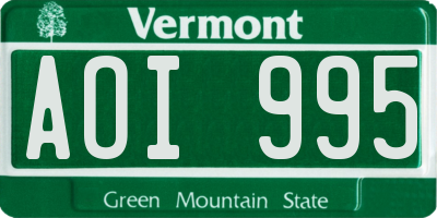 VT license plate AOI995