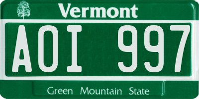 VT license plate AOI997