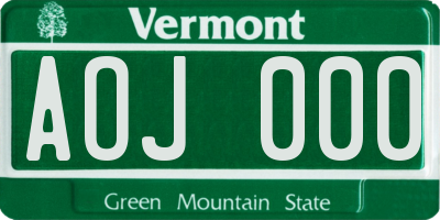 VT license plate AOJ000