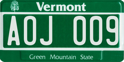 VT license plate AOJ009