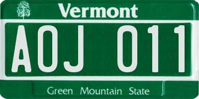 VT license plate AOJ011