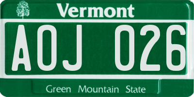 VT license plate AOJ026