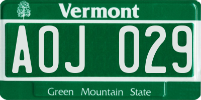 VT license plate AOJ029