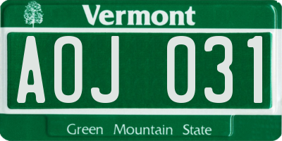 VT license plate AOJ031
