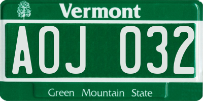 VT license plate AOJ032