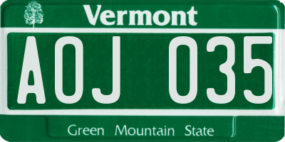 VT license plate AOJ035