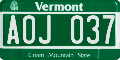 VT license plate AOJ037