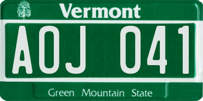 VT license plate AOJ041