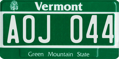VT license plate AOJ044