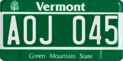 VT license plate AOJ045