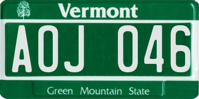 VT license plate AOJ046