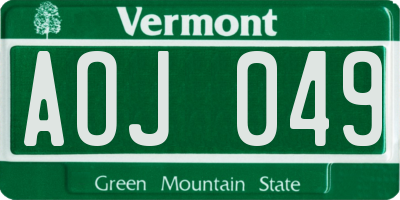 VT license plate AOJ049