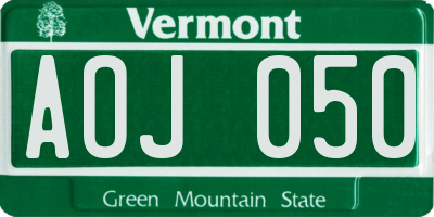 VT license plate AOJ050