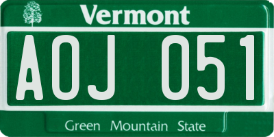VT license plate AOJ051