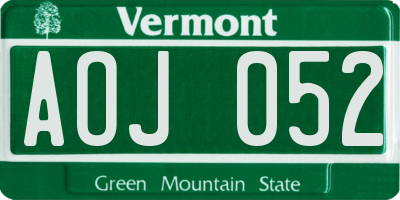 VT license plate AOJ052