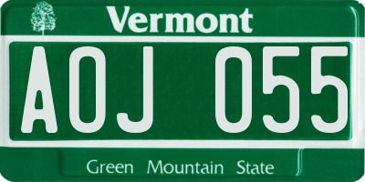 VT license plate AOJ055