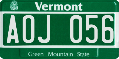 VT license plate AOJ056