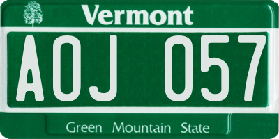 VT license plate AOJ057