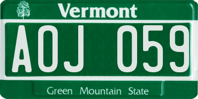VT license plate AOJ059