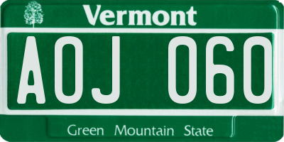 VT license plate AOJ060