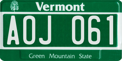 VT license plate AOJ061