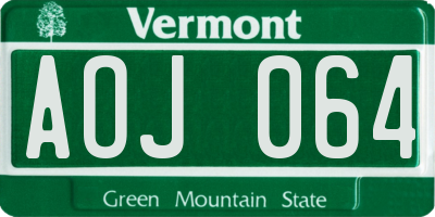 VT license plate AOJ064