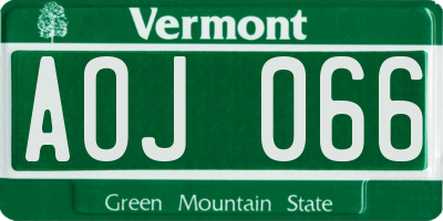 VT license plate AOJ066