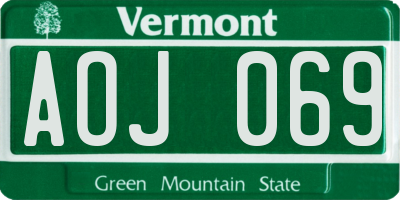 VT license plate AOJ069