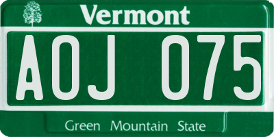 VT license plate AOJ075