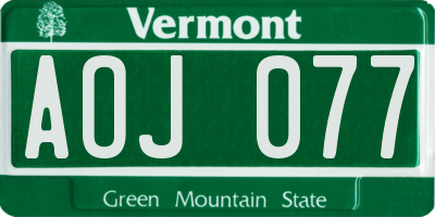 VT license plate AOJ077